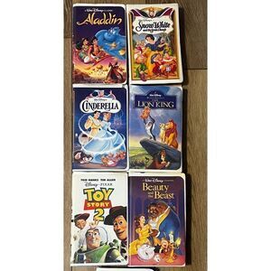 Disney Set of 6 Vintage VHS Tapes Cinderella Lion King Toy Story Beauty Beast